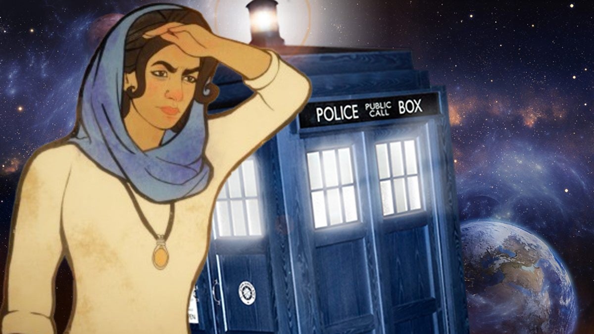 Heaven's Vault lead overlaid on an image of Doctor Who's Tardis