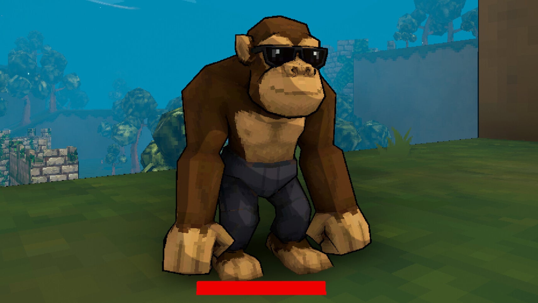 Megabonk screenshot showing a monkey with sunglasses on